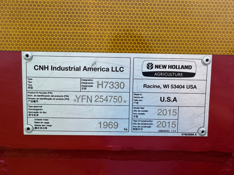 2015 New Holland H7330 disc mower conditioner for sale at Baker and Sons in Ohio