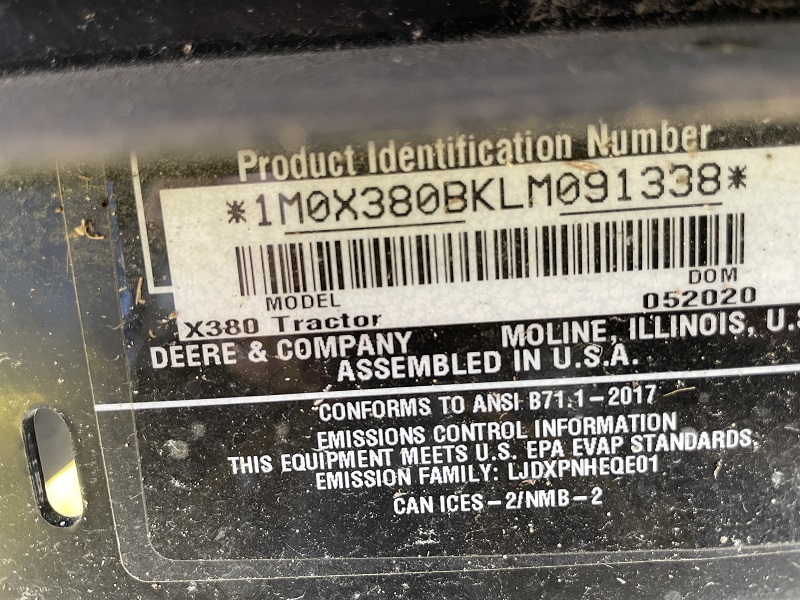 2020 john deere x380 lawn tractor is in stock at baker and sons equipment in ohio