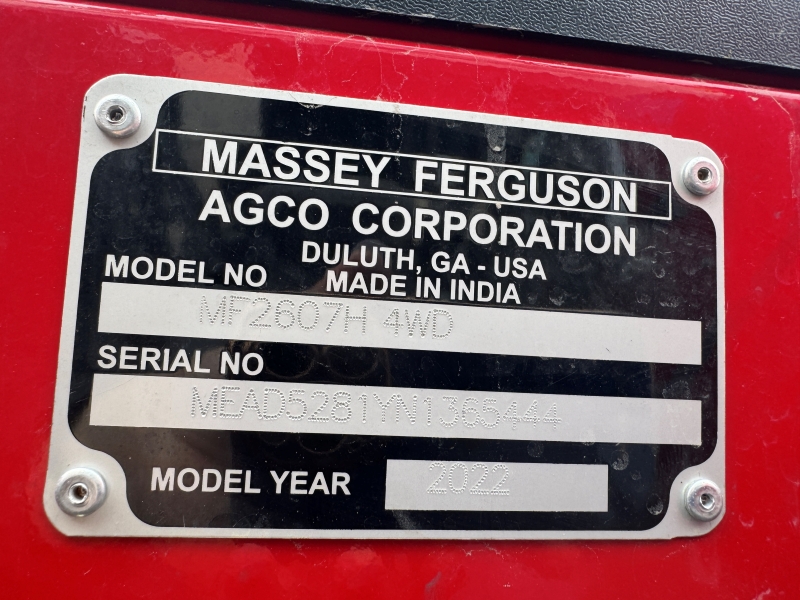 2022 Massey Ferguson 2607H-4L tractor at Baker & Sons Equipment in Ohio