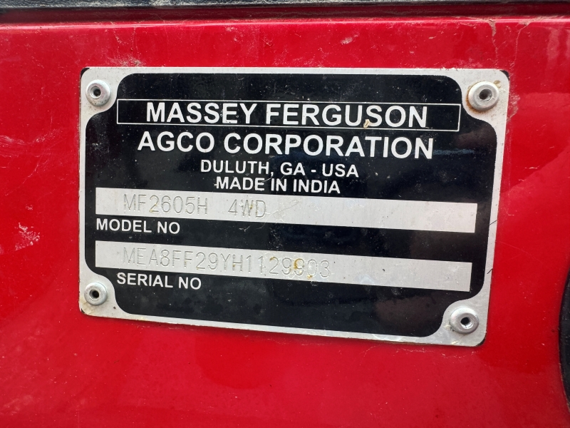 2017 Massey Ferguson 2605H tractor at Baker & Sons Equipment in Ohio