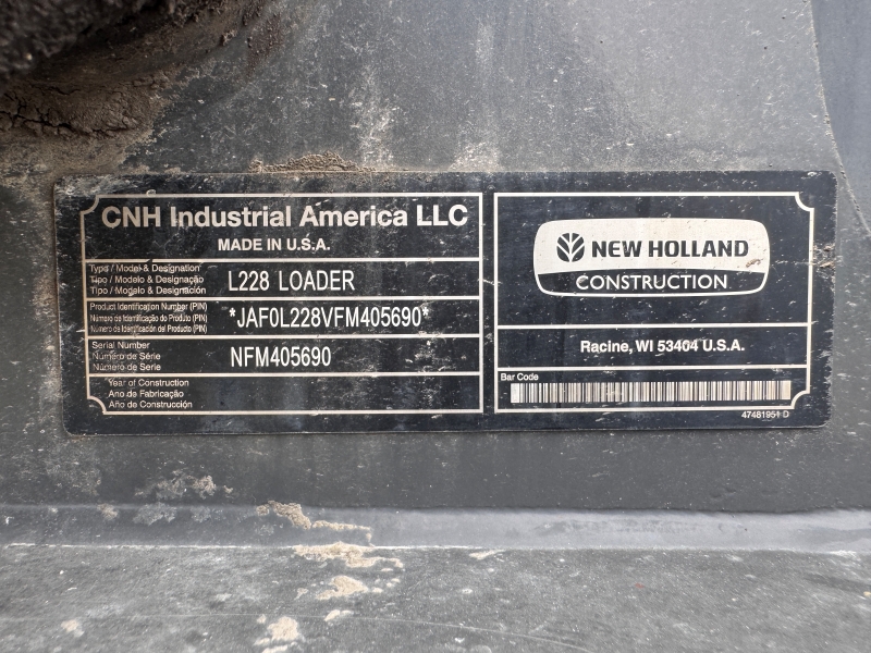 2015 New Holland L228 skidsteer for sale at Baker & Sons Equipment in Ohio