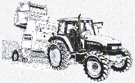 Line drawing of tractor and baler