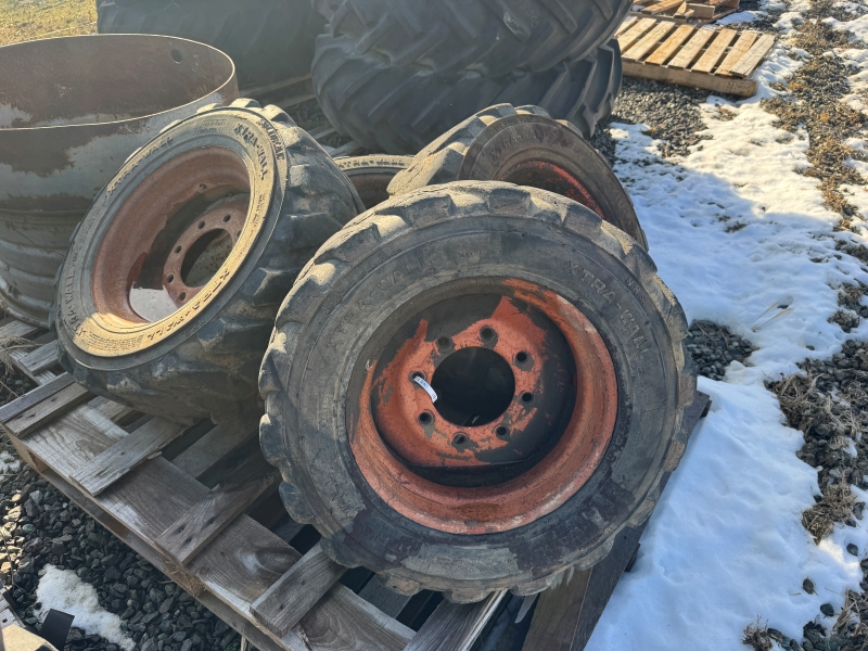 Used Solideal 10X16.5 skidsteer tires in stock at Baker & Sons in Ohio
