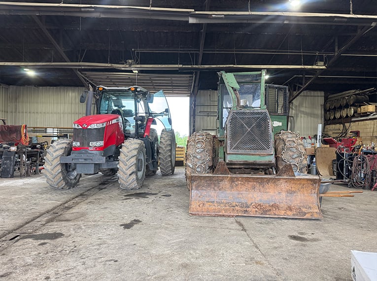tractors inside service center